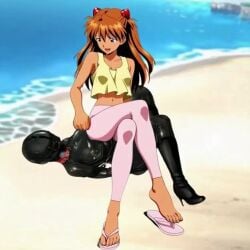 2girls ai_generated ass asuka_langley_sohryu bangs bare_shoulders barefoot beach beating blue_eyes blue_sky bodysuit bondage breasts clavicle cleavage clothing cloud crop_top crossed_legs dangling day dominant_female_submissive_female domination feet female femdom femsub flicking flip-flops foot_focus footplay footwear fully_clothed fully_clothed_female gimp_suit hair_ornament happy heat human_chair human_furniture humiliation interface_headset leggings legs legwear lezdom long_hair long_legs loser_submits midriff multiple_females multiple_girls navel neon_genesis_evangelion ocean open-toe_shoes orange_hair outdoors pants pink_leggings pink_legwear sand sandals sea shoeplay sitting sitting_on_another sitting_on_person sitting_on_sub sky slave slave_girl smile smiling_at_viewer submissive suffocation summer tagme tan tan_body tank_top tanned tanned_female teasing teasing_submissive teasing_with_feet toenails toes torment torture tsundere video yellow_shirt yellow_tank_top yuri
