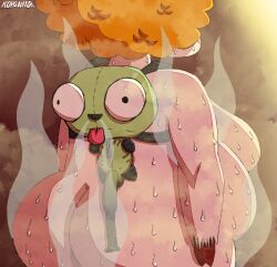ass ass_cheeks backpack big_ass big_boobs big_booty big_butt boobs_out breasts butt butt_cheeks female flaccid flaccid_penis foreskin gir_(invader_zim) goat huge_penis invader_zim kohsakor male original_character penis sideboob smell smelling smelly stinky sweatdrop sweating sweaty sweaty_ass sweaty_breasts sweaty_butt tongue tongue_out uncircumcised