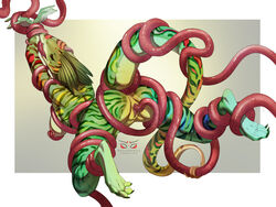 anthro anus breasts closed_eyes consensual_tentacles double_penetration female hands_tied iridescent lizard oral penetration pussy pussy_juice reptile restrained scalie sex solo stripes suspension tail_grab tail_wrap tentacle tentacle_grab uncensored vaginal_penetration whitemantis