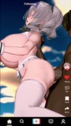3d 3d_animation 9:16 animated big_areola big_ass big_breasts big_nipples bikini_pull blue_eyes bouncing_ass bouncing_breasts breasts breasts_bigger_than_head breasts_out dark-skinned_male dark_skin ejaculation ejaculation_while_penetrated female gigantic_breasts grey_hair huge_breasts interracial light-skinned_female light_skin longer_than_30_seconds male milltina_(vrchat) moaning moaning_in_pleasure outdoor_sex outdoors public_indecency public_nudity public_sex sex_from_behind social_media squirting tagme tiktok twintails vermelho_(artist) vertical_video video voluptuous white_stockings
