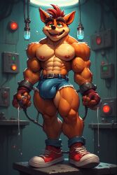 ai_generated breasts crash_(series) crash_bandicoot furry gay machine machinery male male_only milking_breasts milking_cum milking_machine milking_penis muscular penis video_games yaoi