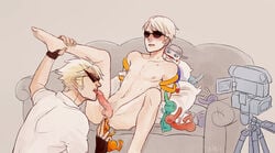 2boys age_difference anal anal_masturbation anal_object_insertion anal_penetration anal_sex arms_behind_back blonde_hair bound_arms bro_strider clothed_male_nude_male cmnm cum dave_strider erection fingerless_gloves fuck_and_lick gay homestuck incest leg_lift legs_held_open licking_penis lil'_cal male male_only masturbation movie_camera ms_paint_adventures nude on_sofa oral oral_sex penis recording sleii smuppets spread_legs sunglasses testicles tinted_eyewear tongue white_skin yaoi