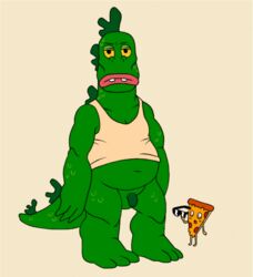 2boys angry big_lips first_porn_of_character first_porn_of_franchise glasses green_skin looking_at_another male mr._gus muscular nude penis pizza pizza_steve scales scalie size_difference tank_top uncle_grandpa