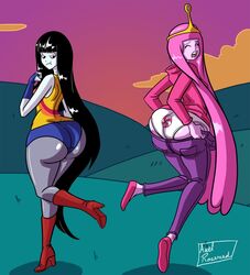 2014 2girls adventure_time axel-rosered boots bubble_butt bursting_butt butt butt_envy butt_expansion canon_couple cartoon_network color dat_ass expansion high_heel_boots high_heels inconvenient_ass inconvenient_butt marceline panties pantyhose princess_bubblegum vampire whale_tail