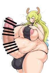 1futa bbw big_balls big_breasts big_penis bikini blush censored chubby chubby_female chubby_futanari curvy fat futa_only futanari green_hair horns huge_balls huge_breasts huge_cock kanon_(148bpm) mature_female milf miss_kobayashi's_dragon_maid overweight_futanari quetzalcoatl_(dragon_maid) solo urethra