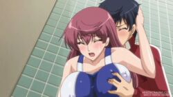 1boy animated breast_grab grope huge_breasts kasumi male spocon! supokon!_sports_wear_complex swimsuit tagme tatsuya