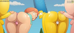 2boys 2girls anus apple_butt ass bent_over big_ass buttjob cameltoe circumcised clothed_female_nude_male clothes crossover dat_ass doggy_style family_guy female from_behind harem homer_simpson human lois_griffin looking_at_viewer male marge_simpson milf multiple_boys nude outdoors penis peter_griffin shiny_skin slappyfrog straight sweat swingers testicles the_simpsons trefoil wet