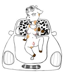 animal_crossing breasts car chombie female giraffe gracie_(animal_crossing) mammal nintendo pussy scarf video_games