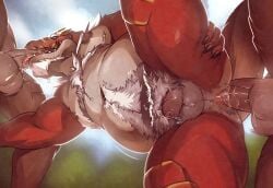 anal anal_sex anthro anthro_penetrated anthrofied beard belly big_belly bodily_fluids captain_nikko facial_hair fellatio foreskin fossil_pokemon generation_6_pokemon genital_fluids genitals group group_sex hair hi_res male male/male male_penetrated male_penetrating male_penetrating_male nintendo oral overweight overweight_anthro overweight_male penetration penile penile_penetration penis penis_in_ass pokemon pokemon_(species) precum red_body red_scales scales scalie sex spitroast threesome trio tyrantrum white_hair
