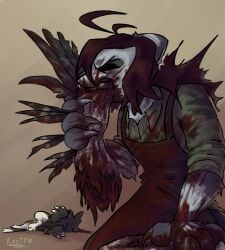 2026 3_fingers 3_toes 4_ears 4_fingers abigail_(kestrel) ambiguous_gender ambiguous_prey angry anthro anthro_pred anthro_prey apron artist_name avali avian biped bird bite black_body black_feathers black_finger_claws black_fur black_hair blood blood_from_mouth blood_in_mouth blood_on_clothing blood_on_face blood_on_hand blood_splatter bodily_fluids brown_hair claws clothed clothing colored corpse countershading death digital_drawing_(artwork) digital_media_(artwork) duo eating english_text family_guy_death_pose feathered_arms feathered_wings feathers feet felid feline female female_pred finger_claws fingers food fur fyr_(fenrir784) gore green_clothing green_shirt green_topwear grey_body group guts hair hard_vore hi_res holding_object intestines kestrel_(artist) kneeling layvan long_hair lying mammal meat meme messy multi_ear multicolored_body mutilation nightmare_fuel on_side open_mouth organs paws picid severed_body_part severed_hand shaded shirt signature simple_background simple_shading sleeves snuff solo_focus tail tan_background teeth text toes topwear trio tuft tufted_fur violence vore white_body white_feathers white_fur winged_arms wings woodpecker