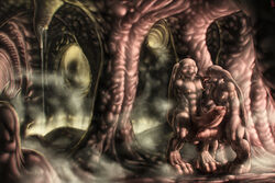amputee armless body_horror corruption erection fog foreskin horror lagomorph long_ears male male_only mammal mot nightmare_fuel nipples nude penis rabbit shiny tongue transformation uncircumcised uncut