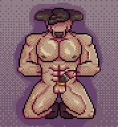 abs accessory akadthefox animated anthro balls barazoku big_muscles big_pecs big_penis blush bound breath brown_body brown_fur brown_hair cock_ring digital_media_(artwork) edging egg_vibrator erection fur genitals hair hands_behind_back hands_tied humanoid_genitalia hyena jewelry kneeling looking_down male male_only mammal muscular orgasm_denial panting pecs penis penis_accessory penis_jewelry pixel_(artwork) pixel_animation retracted_balls sex_toy solo spots spotted_hyena vibrator