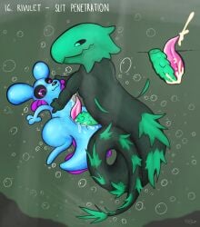 absurd_res animal_genitalia anthro black_sclera blue_body bodily_fluids bubble cum cum_in_slit cum_inside cumshot duo eel_lizard_(rain_world) ejaculation genital_fluids genital_slit genitals hand_on_head hi_res lizard_(rain_world) male male/male penetration penile penis penises_touching pincoosh precum precum_on_penis purple_eyes rain_world ribbed_penis rivulet_(rain_world) sex slit_penetration slit_play slugcat smile tail tapering_penis underwater underwater_sex videocult water