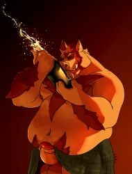 2019 alcohol animal_humanoid arm_hair balls belly beverage big_belly boar_humanoid body_hair bottomwear brown_hair champagne chest_hair chocolateandmilk closed_smile clothed clothing dated ear_piercing ear_ring erection foreskin genitals glans gradient_background hair hi_res humanoid humanoid_genitalia humanoid_penis kilt male mammal mammal_humanoid moobs mouth_closed navel nipple_piercing nipple_ring nipples obese obese_humanoid obese_male overweight overweight_humanoid overweight_male penis piercing portrait red_glans ring_piercing short_hair simple_background smile solo standing suid suid_humanoid suine suine_humanoid tan_balls tan_body tan_penis tan_skin three-quarter_portrait tongue tongue_out topless