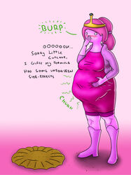 adventure_time belly big_belly bleedingstalker bulge burp female pink_hair pink_skin princess_bubblegum vore