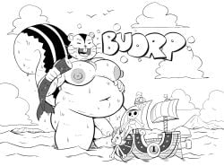 2026 absurd_res anthro balls beastbizkit belly big_belly closed_eyes comission futanari genitals hi_res macro male mammal monochrome moobs navel nipples one_piece open_mouth outside overweight overweight_male penis ragnir_(one_piece) rodent sciurid ship solo squirrel thousand_sunny tree_squirrel vehicle water watercraft