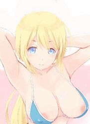 animated animated atago_(kantai_collection) blonde_hair blue_eyes breasts female kantai_collection nipples solo