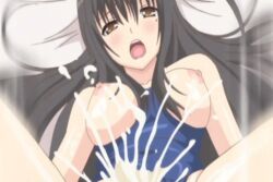 animated animated bed black_hair breasts censored cum cum_in_pussy ejaculation female free_friends invisible_man large_breasts long_hair mole on_bed pov pov_eye_contact pussy shinozaki_sumire swimsuit swimsuit_aside yellow_eyes