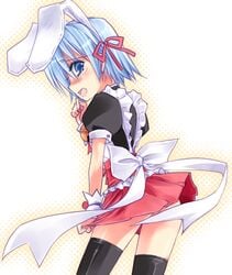 1boy animal_ears ass ayasaki_hayate black_legwear bunny_ears bunnyboy crossdressing hayate_no_gotoku! male no_panties skirt solo tanuki_neiri thighhighs trap zettai_ryouiki