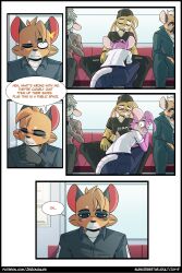 2026 2:3 alex_(jay-r) anthro anthro_on_anthro ass biped blush bottomwear clothed clothing comic dialogue erection eyewear femboy fur gay gay_male genitals glasses green_eyes hi_res humor jay-r lagomorph leporid male male/male mammal mouse murid murine penis pink_body pink_fur rabbit rodent text topwear url vix_(jay-r) yaoi
