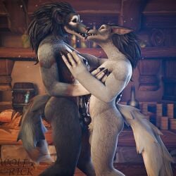 1:1 3d_(artwork) alcohol ambiguous_fluids anatomically_correct anatomically_correct_genitalia anatomically_correct_penis animal_genitalia animal_penis anthro areola ass balls beverage blizzard_entertainment bodily_fluids breast_grab breast_play breast_squish breasts canid canine canine_genitalia canine_penis canis closed_eyes coin digital_media_(artwork) duo erection food french_kissing frottage fur genital_fluids genitals gold_(metal) gold_coin gynomorph gynomorph/gynomorph hair hand_on_breast hi_res intersex intersex/intersex kissing knot knotted_penis leaking leaking_precum licking_tongue mammal mythological_creature mythology nipples nonan_(ulfgar) nude open_mouth penile penis penises_touching precum sex squish tail tavern thick_thighs tongue tongue_out warcraft werecanid werecanine werecreature werewolf wolfrick worgen worgen_with_tail world_of_warcraft