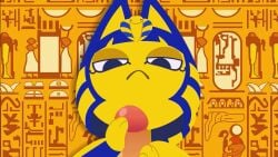animal_crossing animated ankha ankha_(animal_crossing) big_penis blowjob blowjob_face cat_ears cat_girl cat_tail deepthroat furry furry_female furry_on_human large_ass large_breasts large_penis naked naked_female penis saliva saliva_drip saliva_on_penis sucking sucking_penis villager_(animal_crossing) zone
