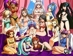 13girls 6+girls bakuretsu_hunters bed belldandy bikini black_hair black_rock_shooter black_rock_shooter_(character) blonde_hair blue_eyes bow breasts brown_eyes brown_hair bun_cover chrono_cross cleavage crossover curvaceous dark-skinned_female dark_skin dotta double_bun el_hazard female female_only fujiwara_no_mokou goddess group harem hatsune_miku human humanoid hylian impossible_clothes jadenkaiba large_breasts leena_(chrono_cross) light-skinned_female light_skin long_hair lying malon mario_(series) medium_breasts multiple_girls nintendo ocarina_of_time oh_my_goddess! pale-skinned_female pale_skin pointy_ears pose princess princess_rosalina purple_hair red_eyes red_hair rune_venus schala shantae shantae_(character) short_hair sisters sitting skuld small_breasts standing swimsuit tan_skin the_legend_of_zelda thick_thighs touhou vocaloid watermark wide_hips wings yuyuko_saigyouji