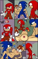 animated anthro anthro_on_anthro anus areola balls breasts clitoris comic condom duo erection female hedgehog humanoid_penis knuckles_the_echidna lagomorph male mammal nipples peeing penetration penis pussy rabbit safe_sex sex sonic_(series) sonic_the_hedgehog straight terrenslks urine vaginal_penetration vanilla_the_rabbit wearing_condom