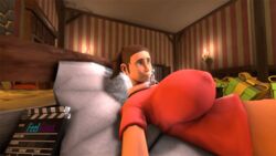 3d animated bed bouncing_breasts breast_expansion breasts brown_hair clothed erect_nipples feelgoodincrp female femscout hair large_breasts nipples on_back panties ponytail rule_63 scout shirt solo source_filmmaker team_fortress team_fortress_2 tied_hair