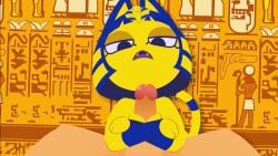 animal_crossing animated ankha ankha_(animal_crossing) big_penis breasts cat_ears cat_girl cat_tail furry furry_female furry_on_human large_ass large_breasts large_penis licking licking_penis naked naked_female penis precum titjob tongue_out villager_(animal_crossing) zone
