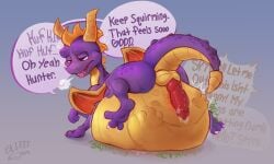 absurd_res activision anthro anthro_prey belly belly_humping blitzit bodily_fluids burp_cloud cheetah cum cum_on_belly cum_on_body digestion digestion_noises dragon duo felid feline feral feral_pred forced genital_fluids genitals hi_res hunter_(spyro) hyper hyper_belly lying male male/male mammal mythological_creature mythological_scalie mythology on_front oral_vore penis precum predator/prey scalie spyro spyro_the_dragon struggling struggling_prey vore vore_belly wings