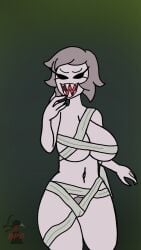 ass bandage belly_button big_breasts blind_peacock_draws blind_peacock_draws_(artist) blood_drip blood_in_mouth blood_on_face blood_splatter blood_stain bloody breasts bushy_pubes cannibal cannibalism cosplay edna_(blindpeacockdraws) eyelashes female female_only flesh_pits gray_body gray_hair grey_body grey_hair guro hairy_pussy half_body halloween halloween_2025 halloween_costume halloween_theme hazbin_hotel hazbin_hotel_oc heavy_breasts helluva_boss helluva_boss_oc horror hottoberfest2 licking licking_finger licking_fingers merkin_pubes mileena mileena_(cosplay) mileena_(mk9) mortal_kombat mortal_kombat_9 naked naked_female nipples_covered no_eyes original original_artwork original_character pussy pussy_covered pussy_peek sharp_fingers sharp_teeth short_hair sinner thick_thighs thighs tongue tongue_out very_hairy_pussy video_game video_game_reference video_games wrapped wrapped_up wrappings