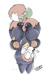 anus canine clothing dragon_ball held_by_tail holding_tail male mammal shethe shiba_inu shu shu_(dragon_ball) tail_grab torn_clothing