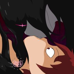 1boy 1girls aggressive aggressive_female assertive assertive_female black_hair cowgirl_position deep_kiss deep_kissing dominant dominant_female domination female femdom ghost ghost_girl kissing long_black_hair long_hair male monster_girl onryo original_character original_characters pale-skinned_female pale_skin projectsubby red_hair tongue_kiss