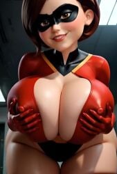 ai_generated animated helen_parr latex_stockings mask massive_breasts nipples_visible_through_clothing no_bra sound tagme the_incredibles video