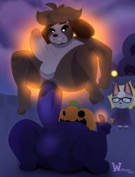anal anal_sex animal_crossing anthro anthro_penetrated ass balls bodily_fluids canid canine canis digby_(animal_crossing) digital_media_(artwork) domestic_dog duo erection floating food for_a_head fruit genital_fluids genitals glowing halloween hi_res holidays jack-o'-lantern jack_(animal_crossing) magic male male/male male_penetrated male_penetrating male_penetrating_male mammal nintendo nude object_head penetration penile penile_penetration penis plant precum pumpkin pumpkin_head sex shih_tzu short_stack simple_background toy_dog wolfbaloo