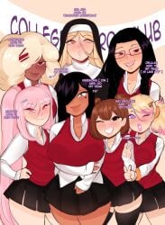 6+girls 7girls black_hair blonde_hair braces cinnabus cinnabus_drew_a_white_woman dark-skinned_female delilah_(cinnabus) female genevieve_(cinnabus) glasses latina light-skinned_female long_hair looking_at_viewer mei_(cinnabus) minako_(cinnabus) ms._mia_(cinnabus) nun original original_character original_characters pink_eyes pink_hair red_eyes school_uniform schoolgirl short_hair shy skirt smile smiling smiling_at_viewer sona_(cinnabus) student tagme teacher teacher_and_student teeth teeth_showing teeth_visible thick thick_bottom_lip thick_legs thick_lips thick_thighs thigh_highs thighhighs thighs wink winking_at_viewer yuki_(cinnabus) yuri