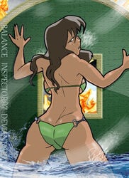 1girls avatar_legends back_view bikini dark-skinned_female dark_skin female female_only human inspector97 korra large_breasts solo swimsuit the_avatar the_legend_of_korra water water_tribe