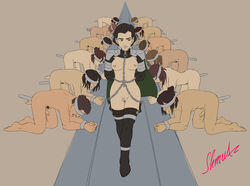 1girls avatar_legends bondage earth_kingdom female femdom kuvira male medium_breasts nickelodeon pubic_hair shmutz-art smooth_skin stockings the_legend_of_korra