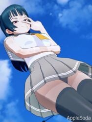 3:4 animated applesoda blue_hair blue_hair_female daytime female hips koikatsu longer_than_10_seconds love_live!_sunshine!! no_sound shorter_than_30_seconds skirt sole_female tagme tsushima_yoshiko vertical_video video