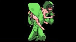 1girls ambiguous_penetration animated anthophobia dark_hair finger_sucking happy_sex licking_fingers moaning nude pixel_art plant plant_girl size_difference sound video willing_sub zombie