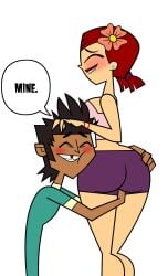 1boy 1girls accurate_art_style artstyle_imitation clothed female hugging_ass male mike_(tdi) total_drama_island zoey_(tdi)