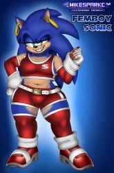 bulge crop_top earrings femboy fingerless_gloves grin long_fingernails male mikesparkc mscnsfw painted_nails shoes shorts sonic_(series) sonic_the_hedgehog sonic_the_hedgehog_(series) thighhighs