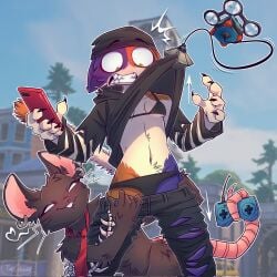black_fur camille_(fortnite) cat_ears cat_tail catgirl epic_games female female_focus female_only fortnite fortnite:_battle_royale furry furry_female furry_only meow_skulls_(fortnite) meowskulls mouse mouse_ears mouse_girl mouse_humanoid mouse_tail multicolored_fur rat rubber skinny skinny_girl tinyghostly underwear yuri