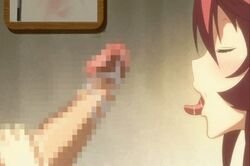 animated baku_ane_otouto_shibocchau_zo! blush brother_and_sister censored fellatio hair handjob hayasaki_yurine incest licking oral pink_pineapple red_hair saliva