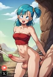 1futa ai_generated blue_eyes breasts bulma_(dragon_ball) bulma_briefs cock colored dick dragon_ball futa_only futanari futanari futanari/female light_blue_hair light_skin light_skinned_futanari nickythecreator penis sexy sexy_body sexy_pose testicles veiny_penis