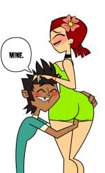 1boy 1girls accurate_art_style artstyle_imitation clothed female hugging_ass male mike_(tdi) one-piece_swimsuit swimsuit total_drama_island zoey_(tdi)