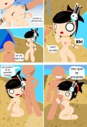 1boy1girl beach_sex big_breasts big_penis blowjob comic comic_page completely_nude completely_nude_female completely_nude_male radio_gosha spanish_dialogue spanish_text