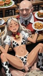 ai_generated anal anal_sex anal_sex begging begging_for_mercy begging_to_stop closed_eyes cow_ears cow_girl cow_horns cow_print cowbell cowgirl_natalia crying crying_with_eyes_closed food food_in_hand missionary_position on_back on_table original_character pain painal public public_exposure public_humiliation public_indecency public_nudity public_sex rape scared serving_food serving_tray sweat sweatdrop sweating tan tan_body tan_skin tanline tears terror139 unhappy_female working worried zelfara_restaurant_girls