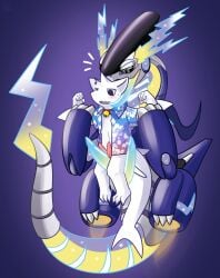 2022 2_penises absurd_res aloha_shirt animal_genitalia animal_penis anthro anthro_on_feral bell bell_collar biped blush bodily_fluids clothing cocoshark_(hacony) collar digital_drawing_(artwork) digital_media_(artwork) duo erection feral fin fish front_view fur future_pokemon generation_9_pokemon genital_fluids genitals gradient_penis held_up hemipenes hi_res ivxair3p larger_feral larger_male legendary_pokemon long_tail long_tongue male male/male marine miraidon multi_genitalia multi_penis nintendo paradox_pokemon pattern_clothing pattern_shirt pattern_topwear penis pink_penis pokemon pokemon_(species) purple_body sex shark shirt size_difference smaller_anthro smaller_male tail tapering_penis teal_penis thigh_sex tongue tongue_in_mouth topwear white_body white_fur yellow_penis zoophilia